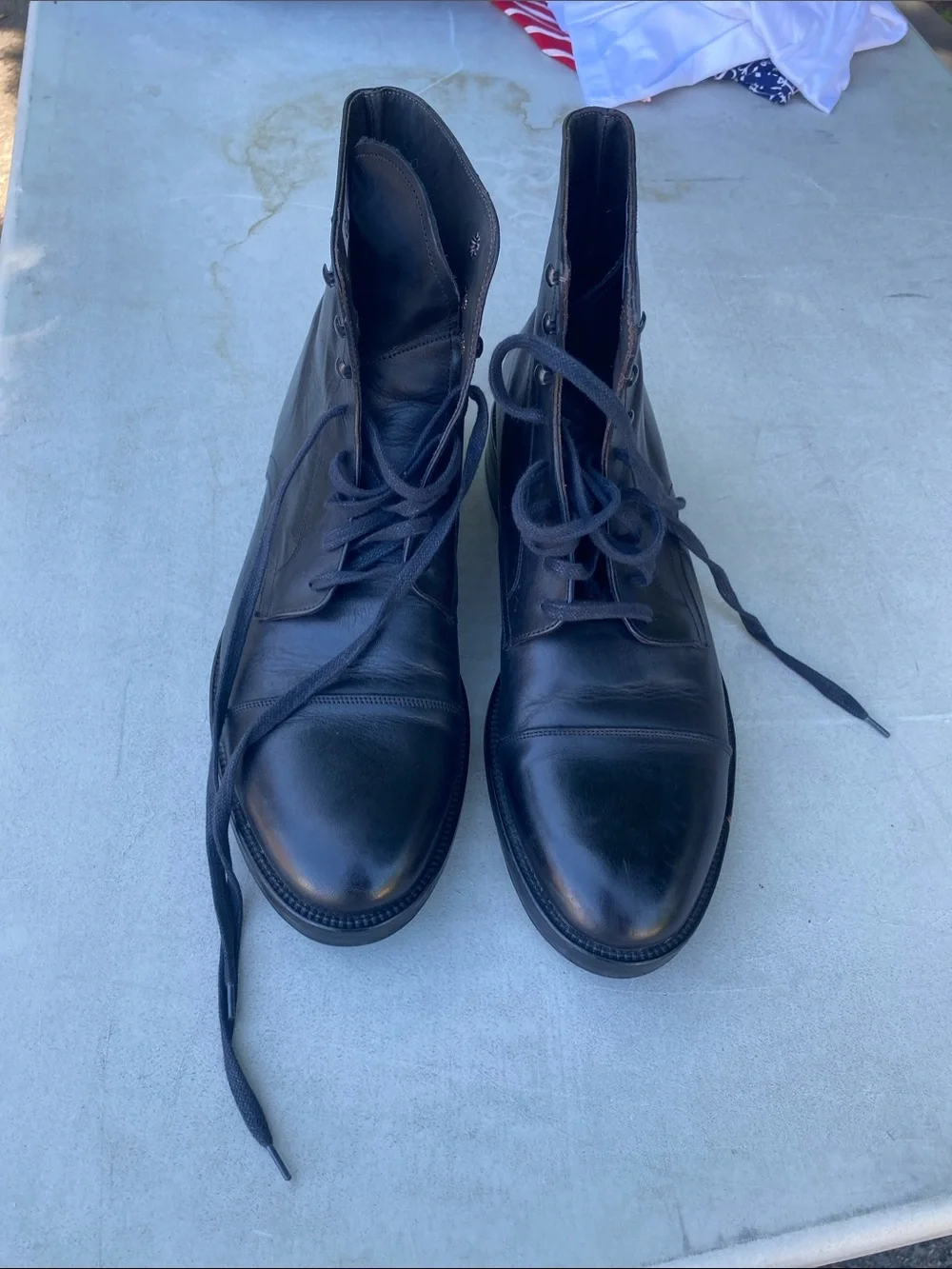 Black leather Adam Derrick boots